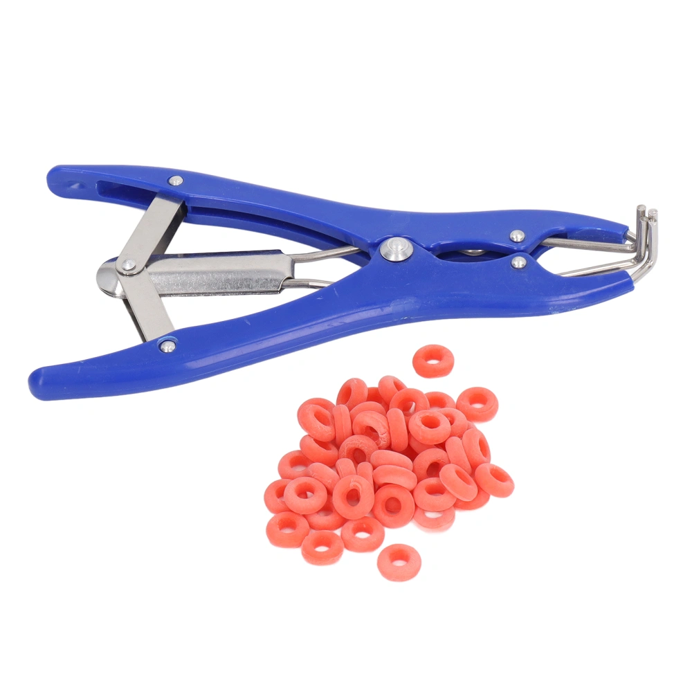 Castration Plier with 100pcs Red Castrator Rubber Rings Tail Docking Clamp Castration Plier Ring Applicator Kit