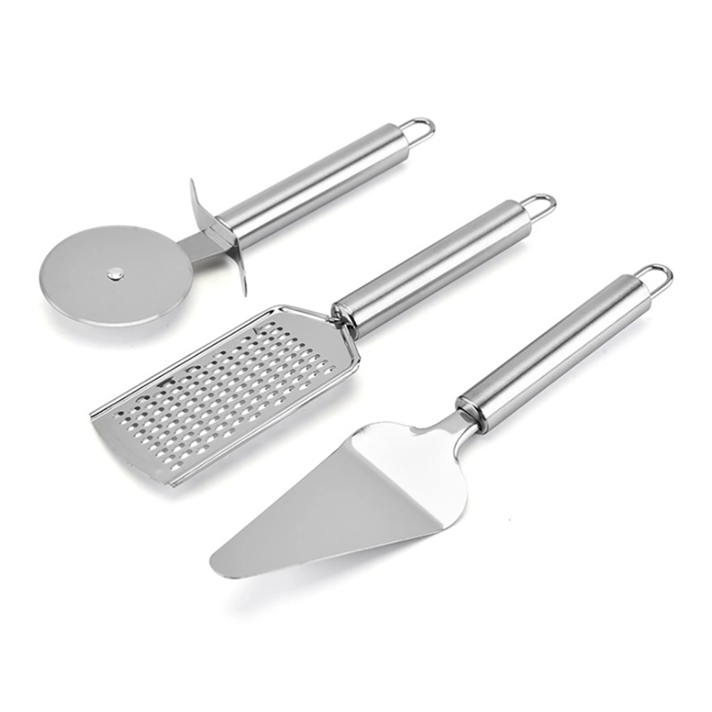 3PCS/Set Stainless Steel Baking Tools Including Pizza Wheel Cutters Pizza Shovel and Cheese Grinder for Pizza Pies