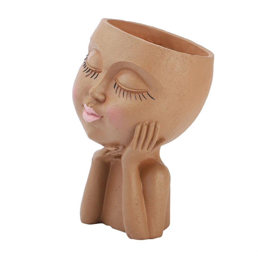 Mannequin Resin Cheek Resting Flower Pot Face Flower Pot