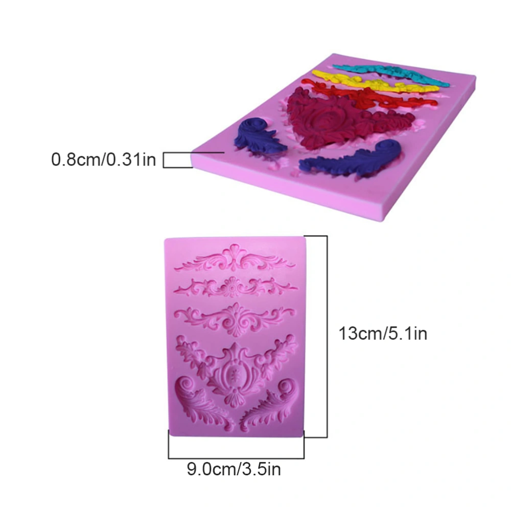 DIY 3D Sculpted Flower Baroque Scroll Silicone Mold Fondant Mold Cupcake Cake Decoration Tool