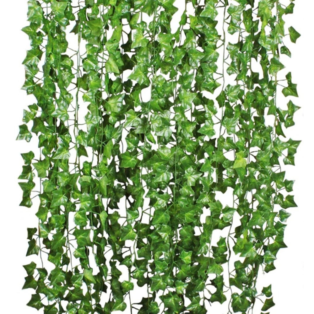 Simulated Ivy Cane Creeper Ivy Decorative Green Plants Ceiling Artificial Vine Eucalyptus Leaves 12PCS