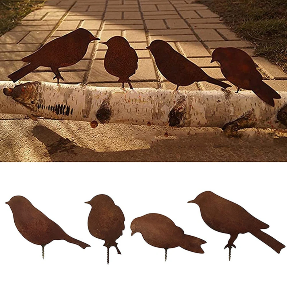 4Pcs Metal Birds Silhouette Garden Ornaments Lifelike Bird Figurines with Screw Metal Bird Statues Home Decor Outdoor Patio Yard Decorations