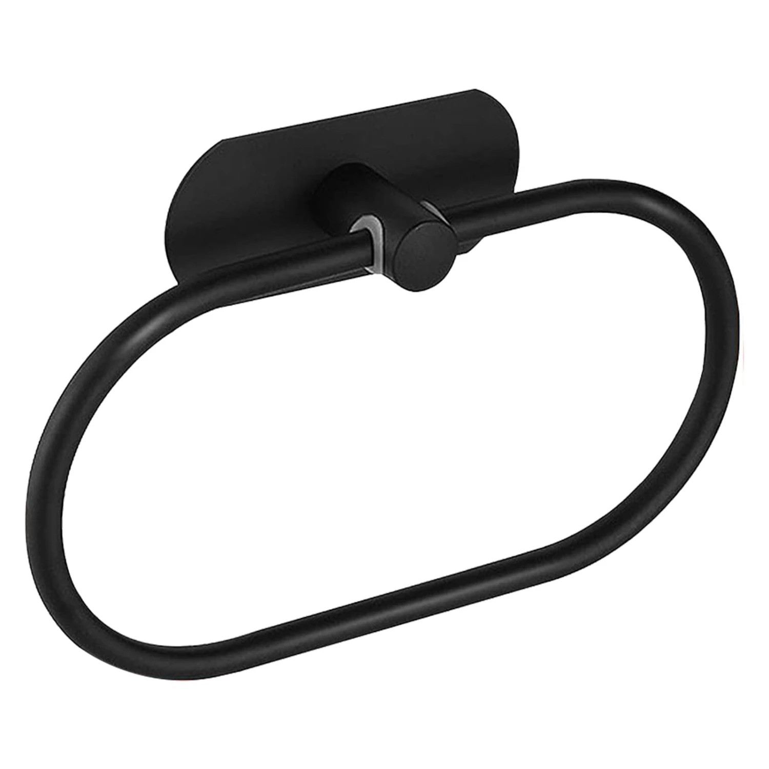 Towel Ring Stainless Steel Wall Mount Punch Free Installation Modern Oval Towel Holder Black