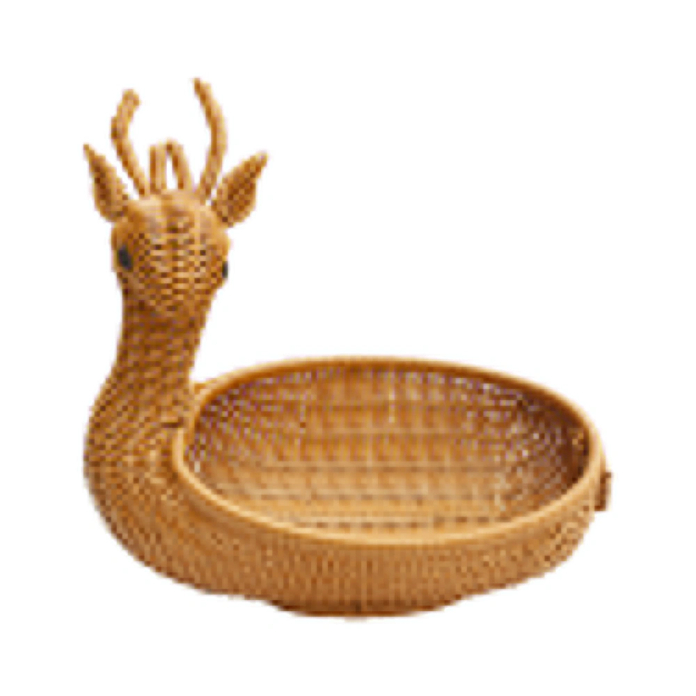 Simulation Rattan Woven Basket Storage Basket Fruit Basket Animal Shape Storage Basket Display Basket