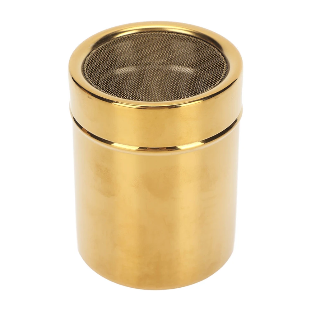 Powder Shaker Stainless Steel Rust Resistance Gold Fine Mesh Powder Sugar Shaker for Kitchen