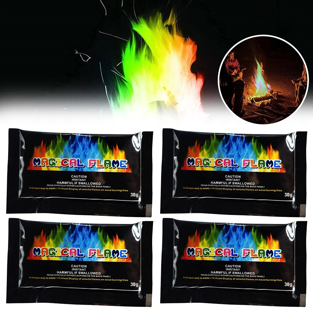 4Pcs Fire Flame Colorant Packets Vibrant Long Lasting Flame Color Changer for Campfire Bonfire Fireplace Indoor Outdoor Use