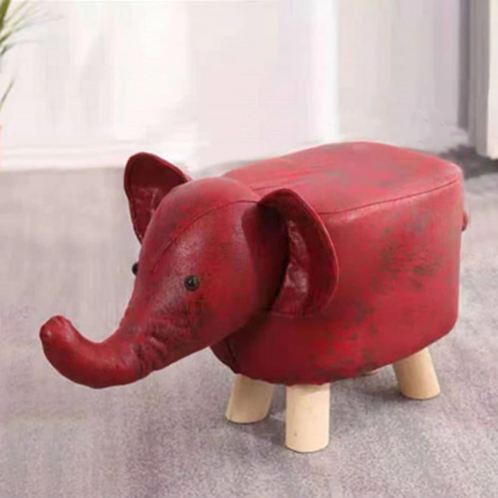 Animal Footstools Multipurpose Cute Cartoon Animal Small Bench for Home Kindergarten Red