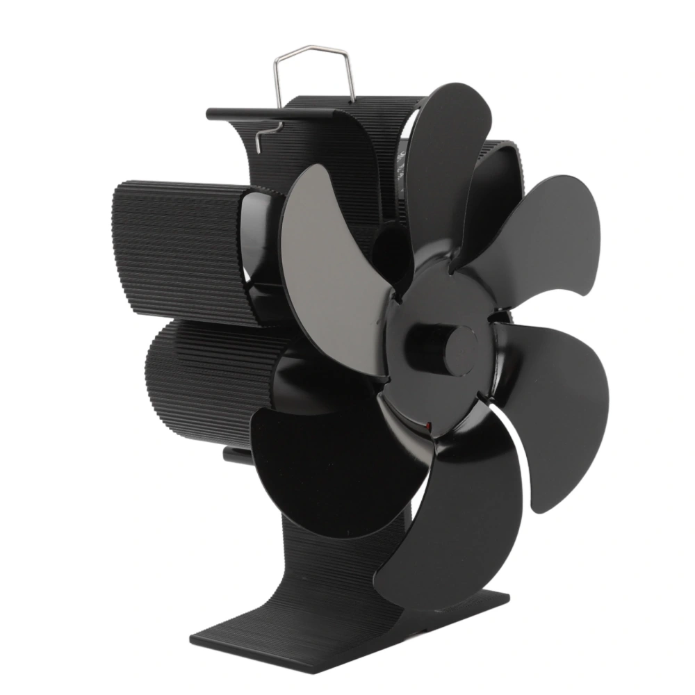 Stove Fan 6 Blades Greater Air Volume Low Noise Operation Wear Resistance Fireplace Fan Black S