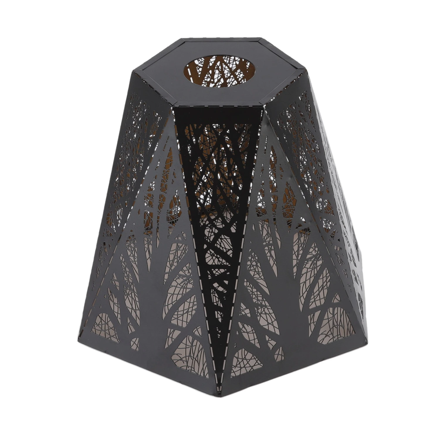 Lamp Shade E27 E26 Desk Lamp Wrought Iron Lampshade Black Forest Tree Carving Metal Lampshade Bedroom Bedside Decoration