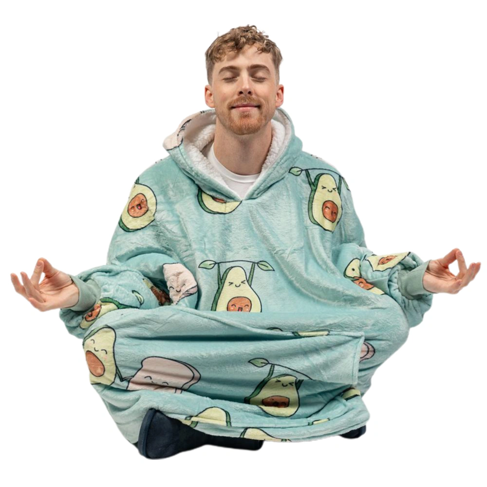 Avocado Printed Flannel Blanket with Sleeves and Pocket Fashion Portable Blanket Warm Cosy TV Blanket for Adults Men Women Teenagers