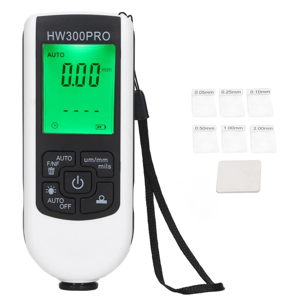 Digital Coating Thickness Gauge ABS with Portable Rope Automatic Shutdown Function Paint Coating Meter for Outdoor White