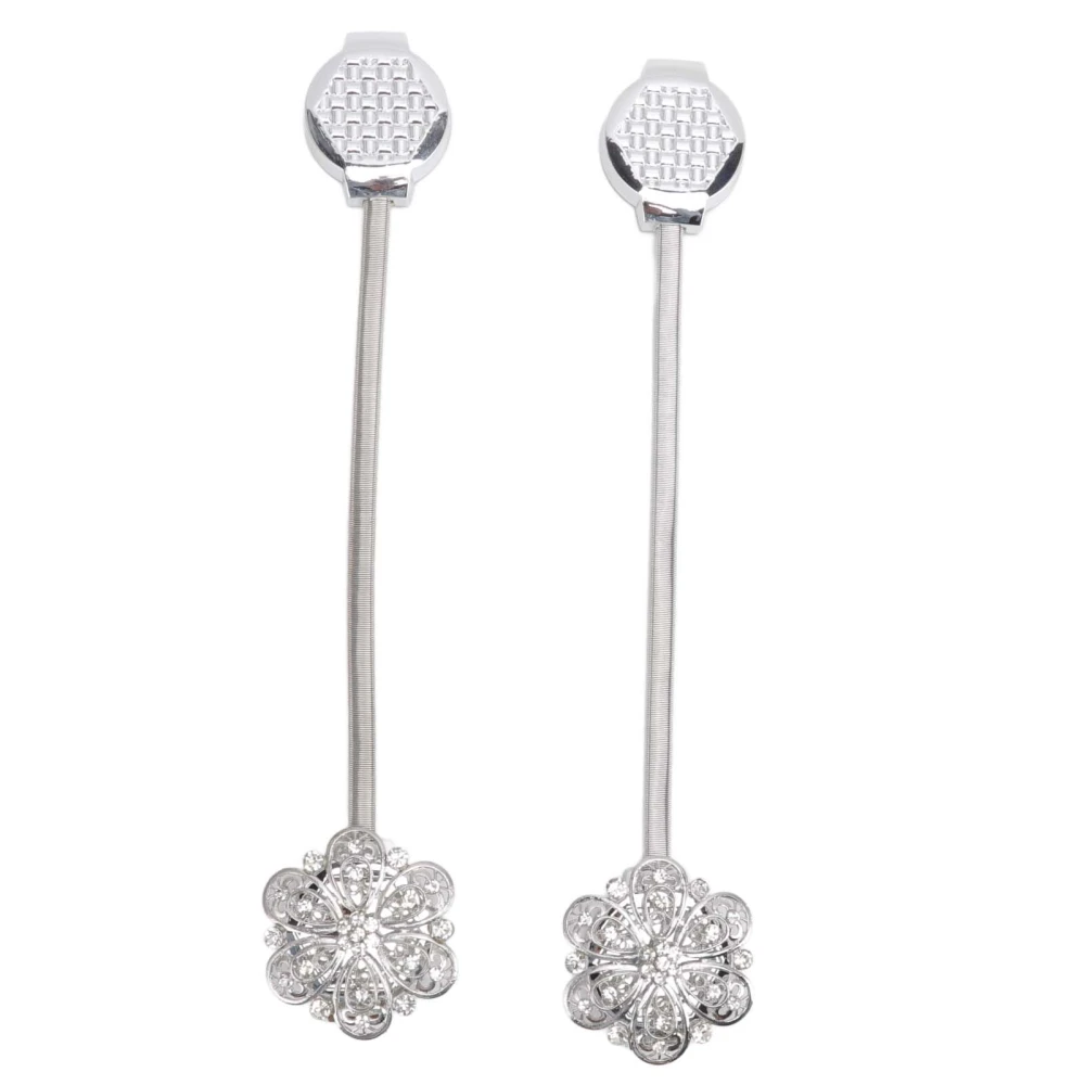 2Pcs Crystal Curtain Magnetic Tieback Stainless Steel Elegant Flower Curtain Clips Buckle for Living Room Bedroom