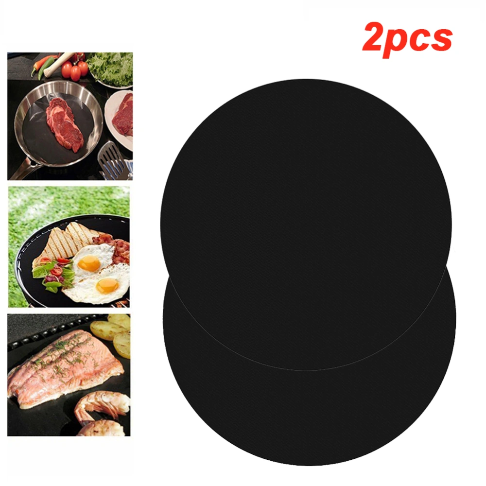 2 PCS Reusable Non Stick 40cm Round Barbecue Grill Matte Baking Mat