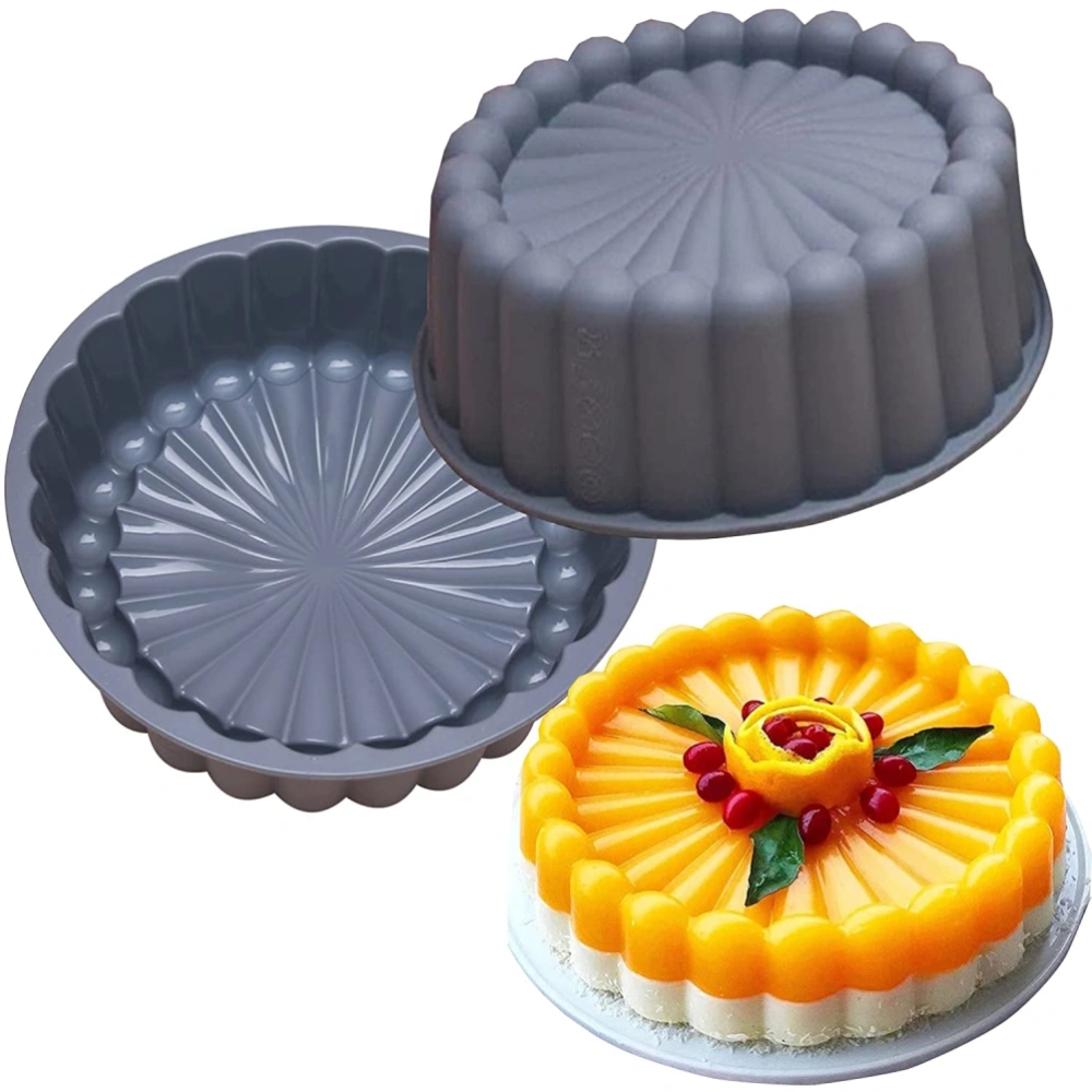 7in Sunflower Shape Silicone Baking Mold Reusable Round Cake Bread Pie Flan Tart Molds Baking Trays