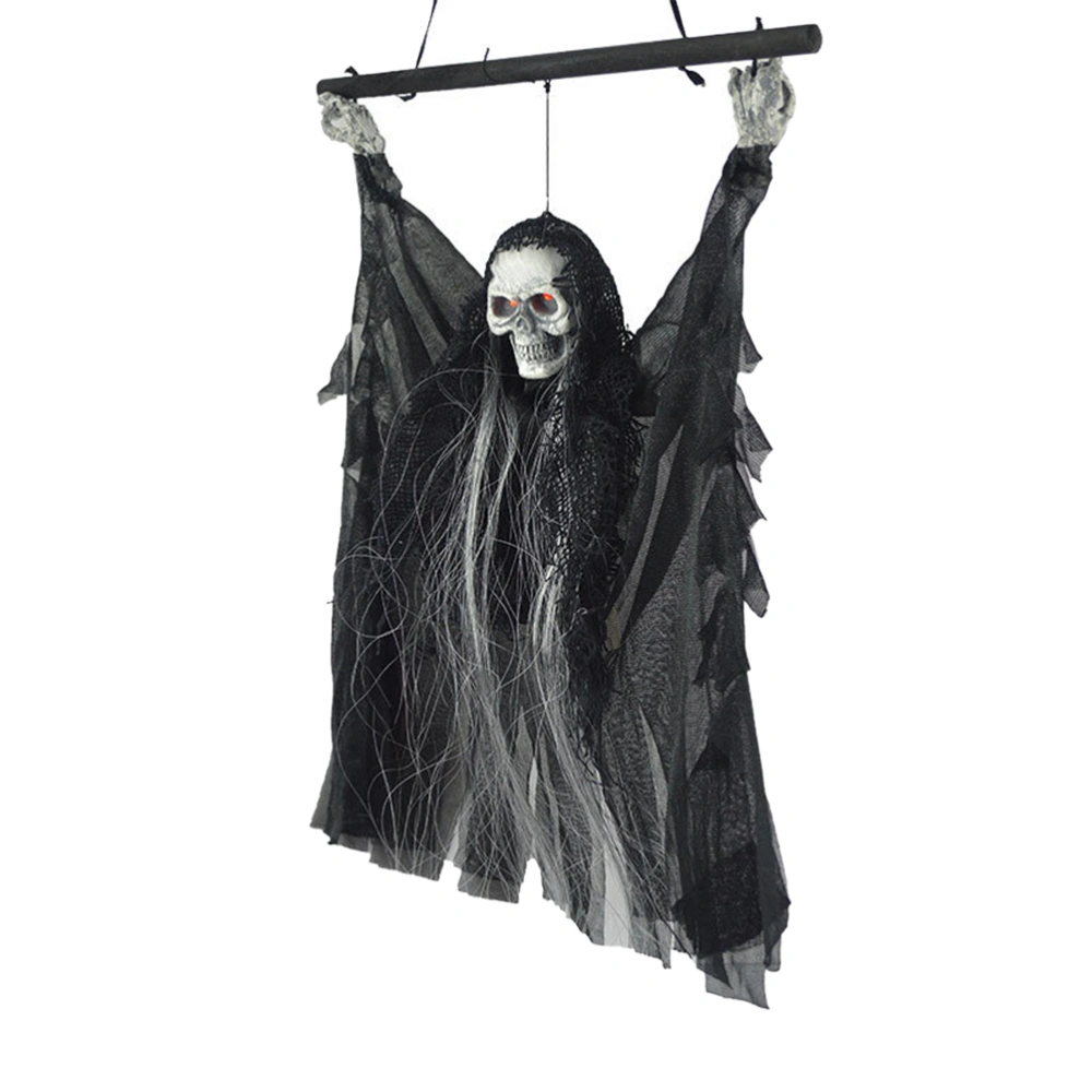 Halloween Hanging Ghost Prop Halloween Party Decoration with Light Sound Creepy Scary Animated Skeleton Hanging Ghost