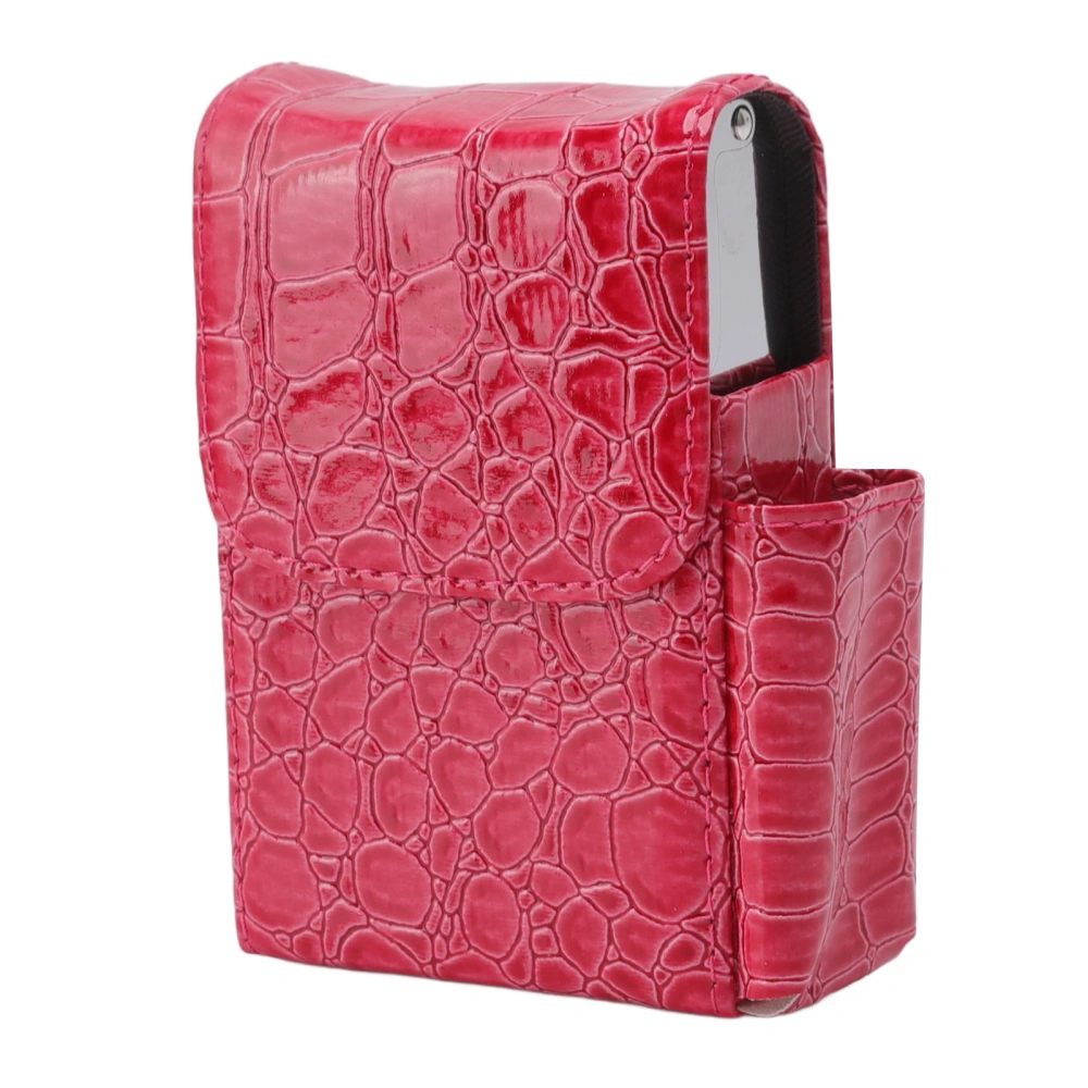 PU Leather Cigarette Box Multifunctional 20 Cigarettes Capacity Portable Card Case for Daily Home Rose Red