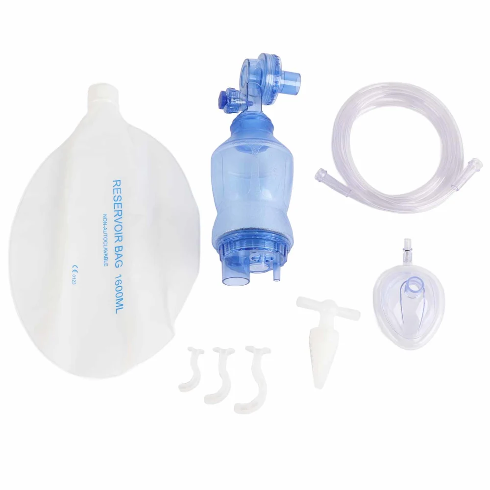 Choking Rescue Device Home Kit Home Emergency PVC Artificial Respiration Resuscitation Reservoir Bag Blue Infants Set with 1600ml Reservoir Bag