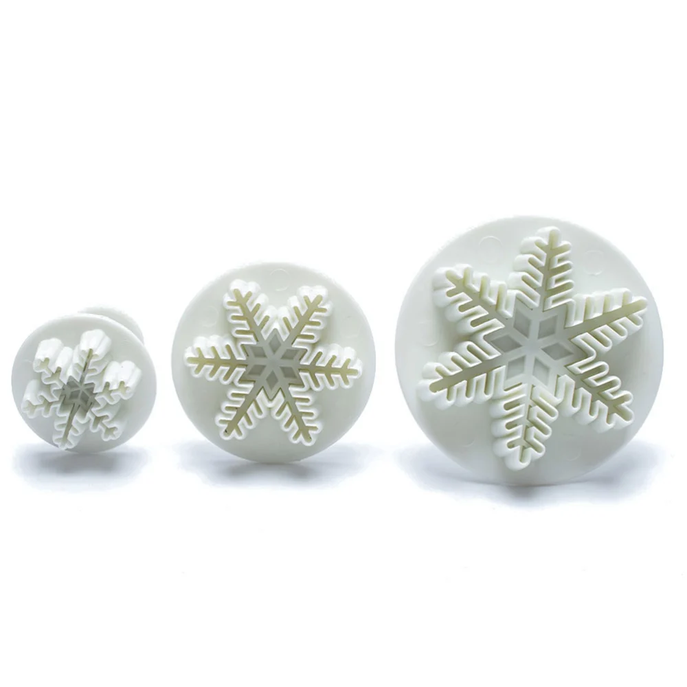 3PCS Different Sizes Snowflake Molds Non Stick Snowflake Molds Cake Decoration