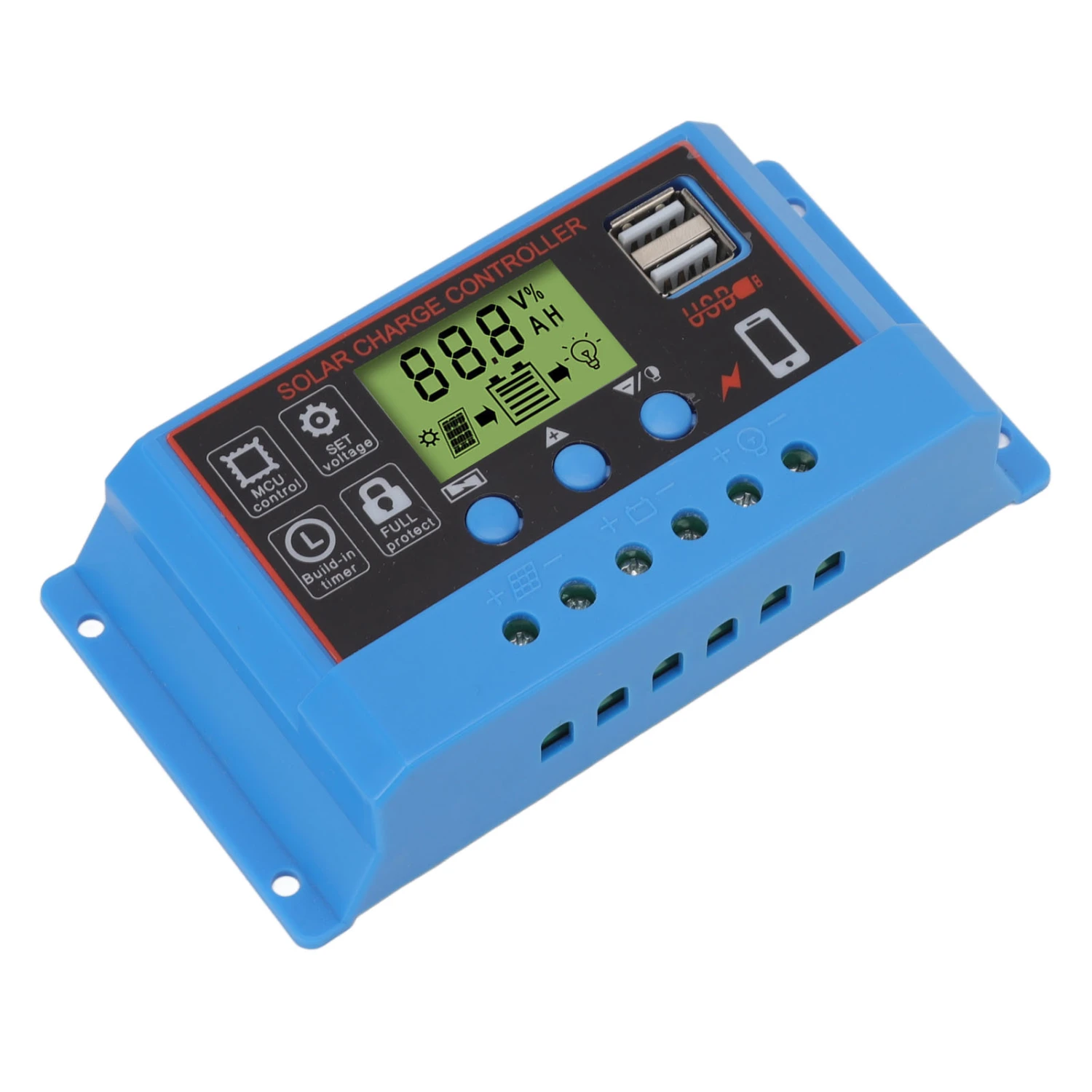 12V 24V Solar Charge Controlle LCD Display Solar Panel Controller for Billboard Warning Light 20A