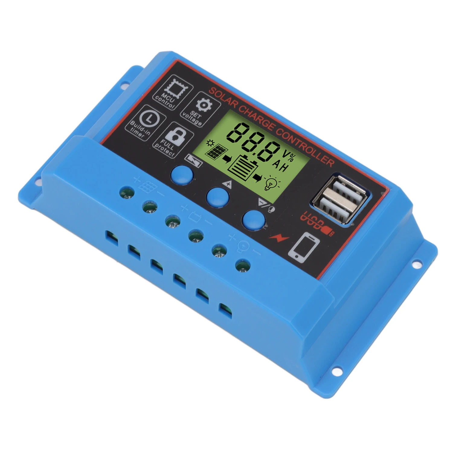 12V 24V Solar Charge Controlle LCD Display Solar Panel Controller for Billboard Warning Light 20A