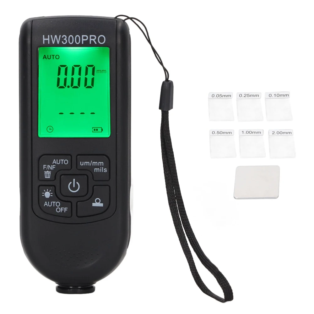 Digital Coating Thickness Gauge ABS with Portable Rope Automatic Shutdown Function Paint Coating Meter for Outdoor Black