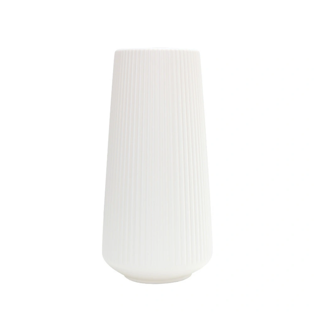 Vase Matte Ceramic Look Thickened Modern Minimalist Decorative Plastic Flower Vase for Living Room Bedroom Office 3515 White