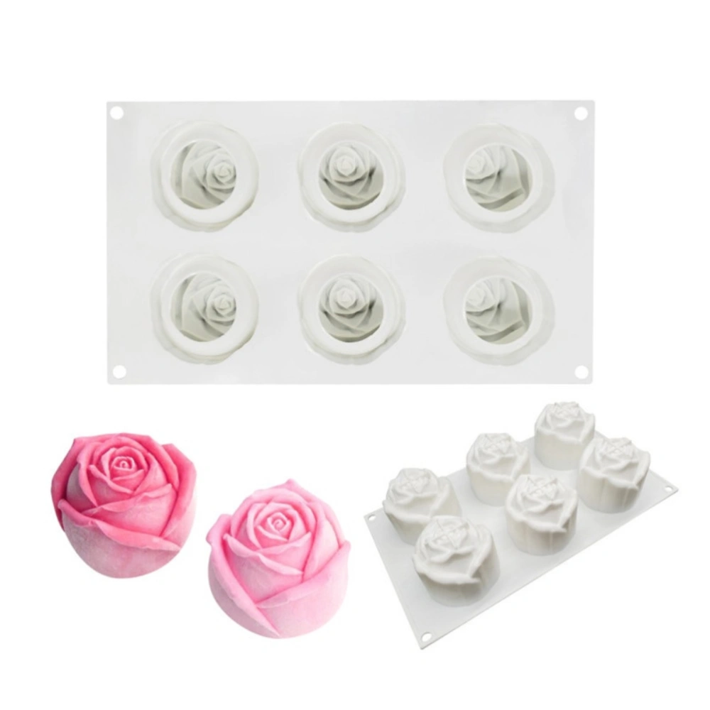 6 Cavity Rose Mousse Cake Mold Holiday Party DIY Hand Soap Chocolate Baking Mold