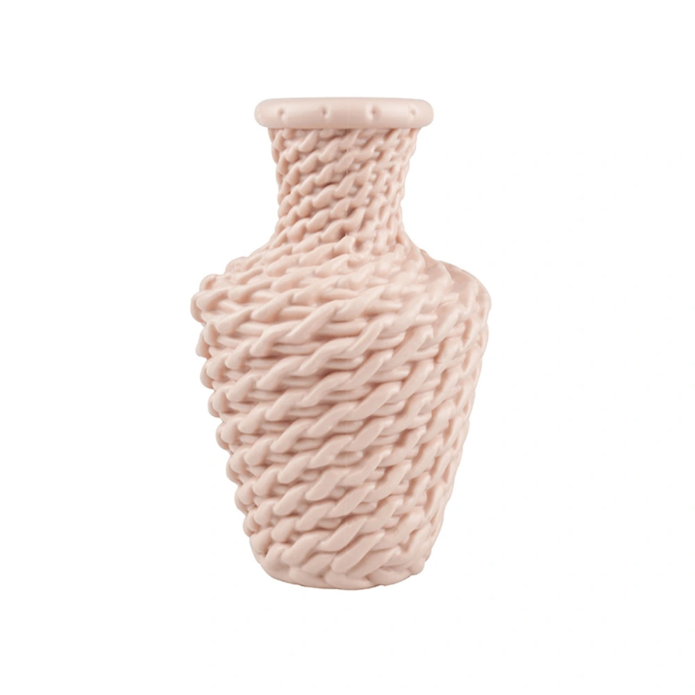 Vase Flower Vase Nordic Style Plastic Flower Decoration Imitation Rattan Vase Dried Wet Flower Container Pink