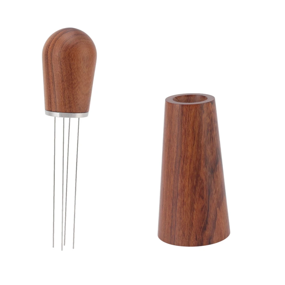 Coffee Powder Stirring Tool Needle Type Coffee Stirrer Distributor with Natural Wood Handle for Home Kitchen Dinning Room