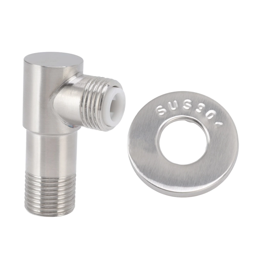 Angle Stop Valve Male G1/2 304 Stainless Steel 1 in 2 Out Integrated Design Automatic Water Stop Valve for Toilet Check Type Integral Angle Valve