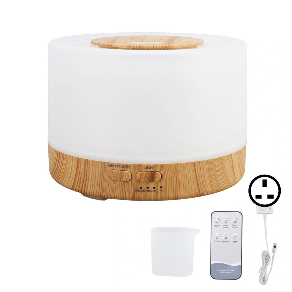 Desk Humidifier 500ml Wood Grain 7 Color LED Light 35dB Remote Control Aromatherapy Diffuser 100‑240V UK Plug