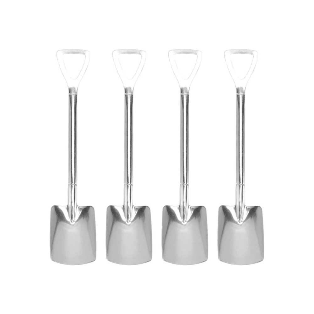 Stainless Steel Cute Shovel Spoon Innovative Food Grade Material Reusable Sugar Dessert Cake Spoon for Home Cafe 4 Quadrate Shovel