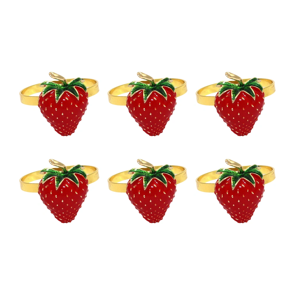 6 PCS Strawberry and Lemon Napkin Rings Alloy Napkin Rings Napkins Rings