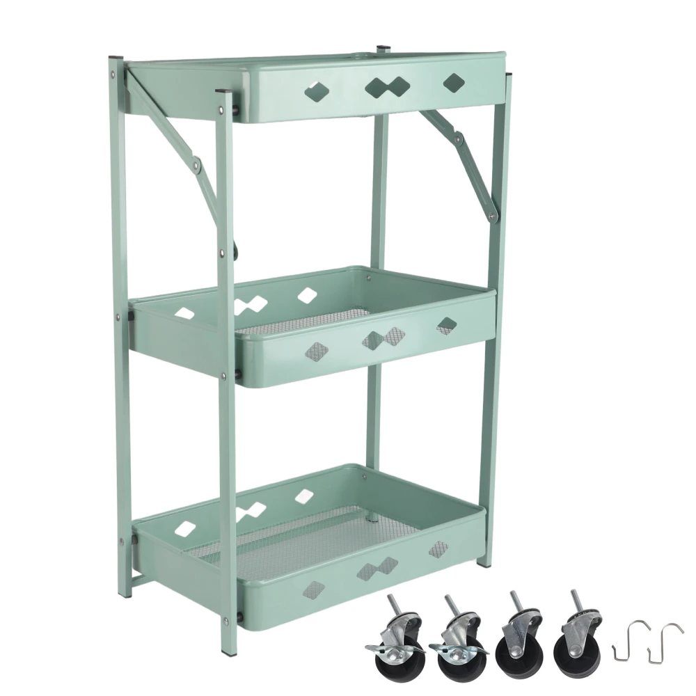 Kitchen Rack Cart Folding Storage Cart Free Installation Multi Layer Storage Rack Trolley Universal Green