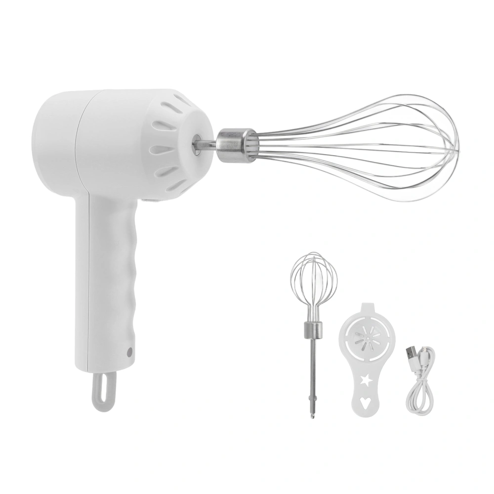 Electric Cordless Hand Mixer 3 Speed Kitchen Handheld Mixer 20W with Egg Beater for Baking White