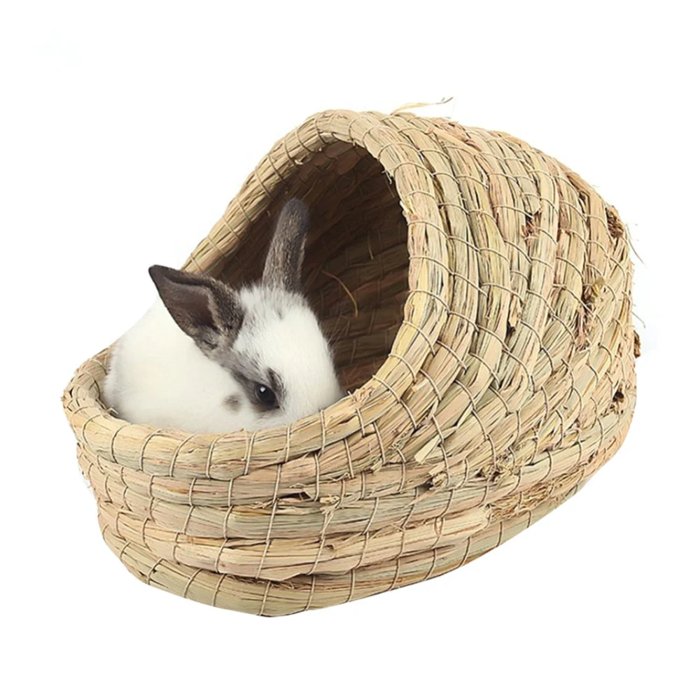 Rabbit Grass House Hamster Grass Nest Robust Handwoven Grass Tunnel Hut Sleeping Nest