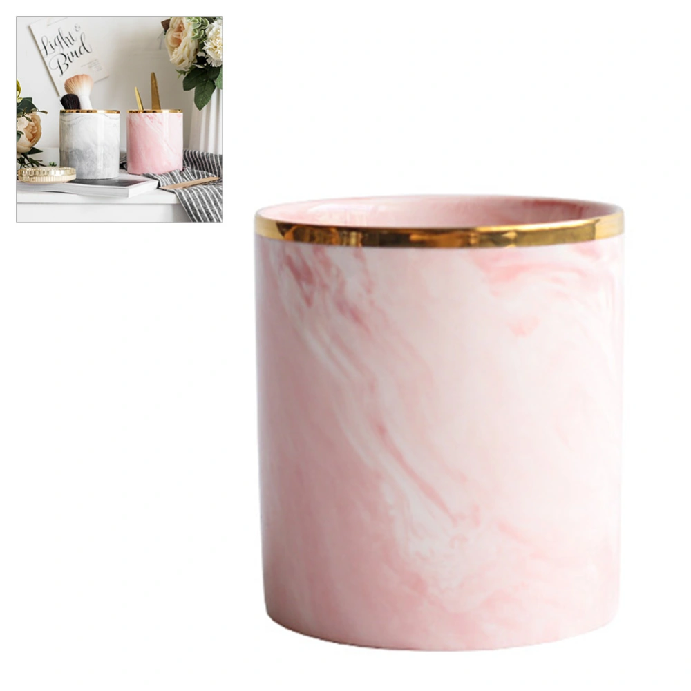 Nordic Desktop Marble Storage Tank Ceramic Cosmetic Brush Pen Holder Tableware Storage Holder Home Office Kitchen