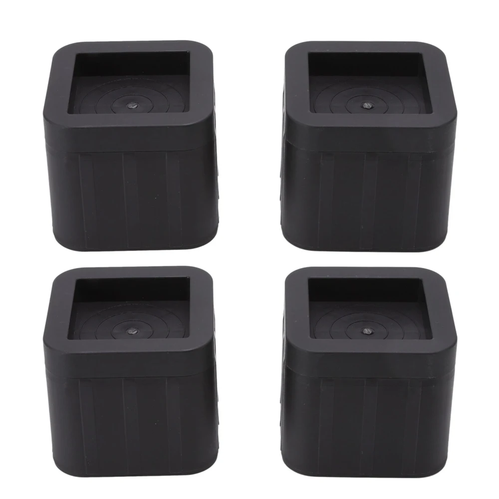 4Pcs 3.5in Furniture Risers ABS Rubber Black Stackable Square with Pad Lid Home Accessories for Couch Bed Cabinet Leg