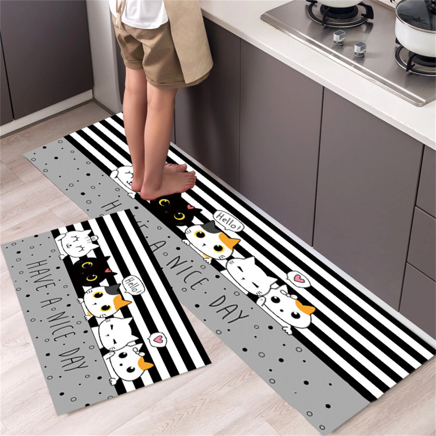 Kitchen Rugs Bathroom Standing Mat Anti Slip Polyester Entrance Door Carpet Floor Mats QYSC-201 40 X 60cm