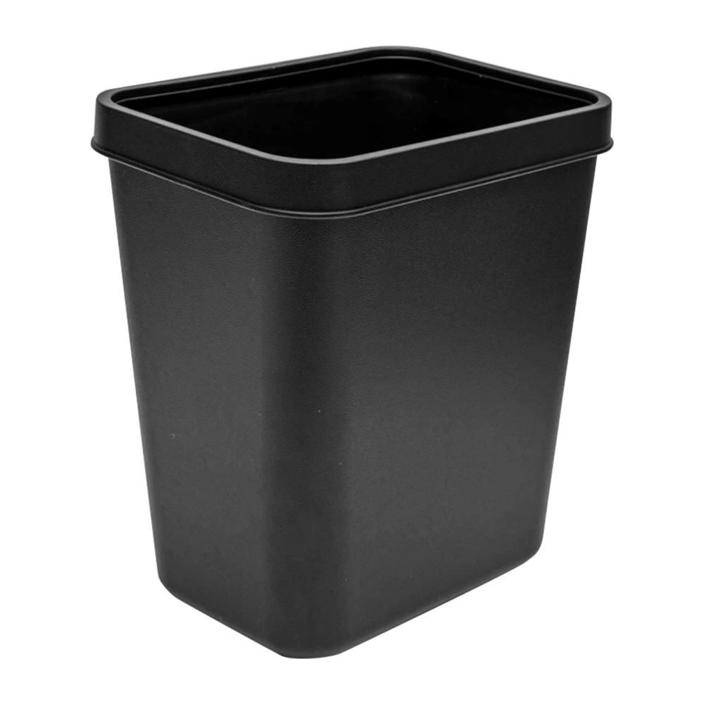 8L Rectangle Waste Bin Thicken Plastic Open Top Trash Can for Kitchen Bathroom Hotel Office Black