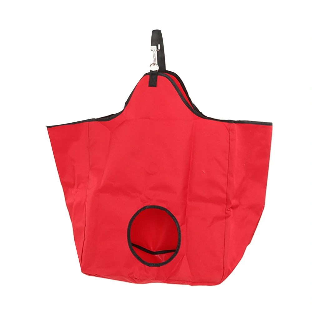 Oxford Cloth Horse Hay Bag Outdoor Portable Feeding Hay Storage Bag with Metal Rings Red