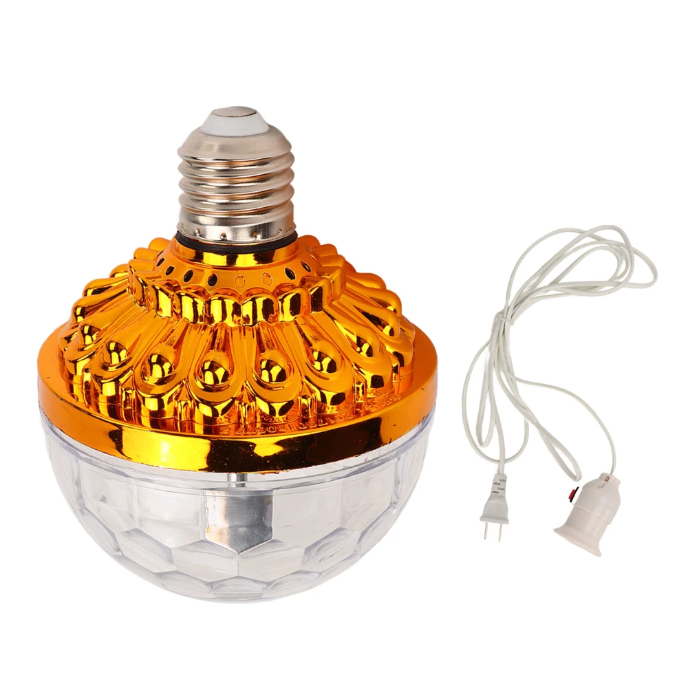 E27 Rotating Ball Light Bulb PC 6W LED RGB Party Lamp Bulb with 8.2ft Plug Wire for KTV Bar US Plug 110‑240V