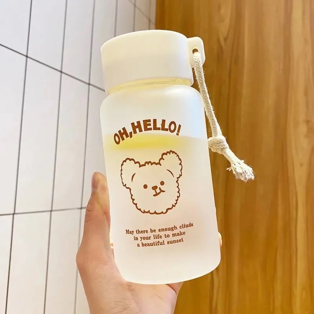 Kids Water Bottle Cute Cartoon Printing Handle Design Healthy Odorless Good Sealing Students Water Cup Bear Head