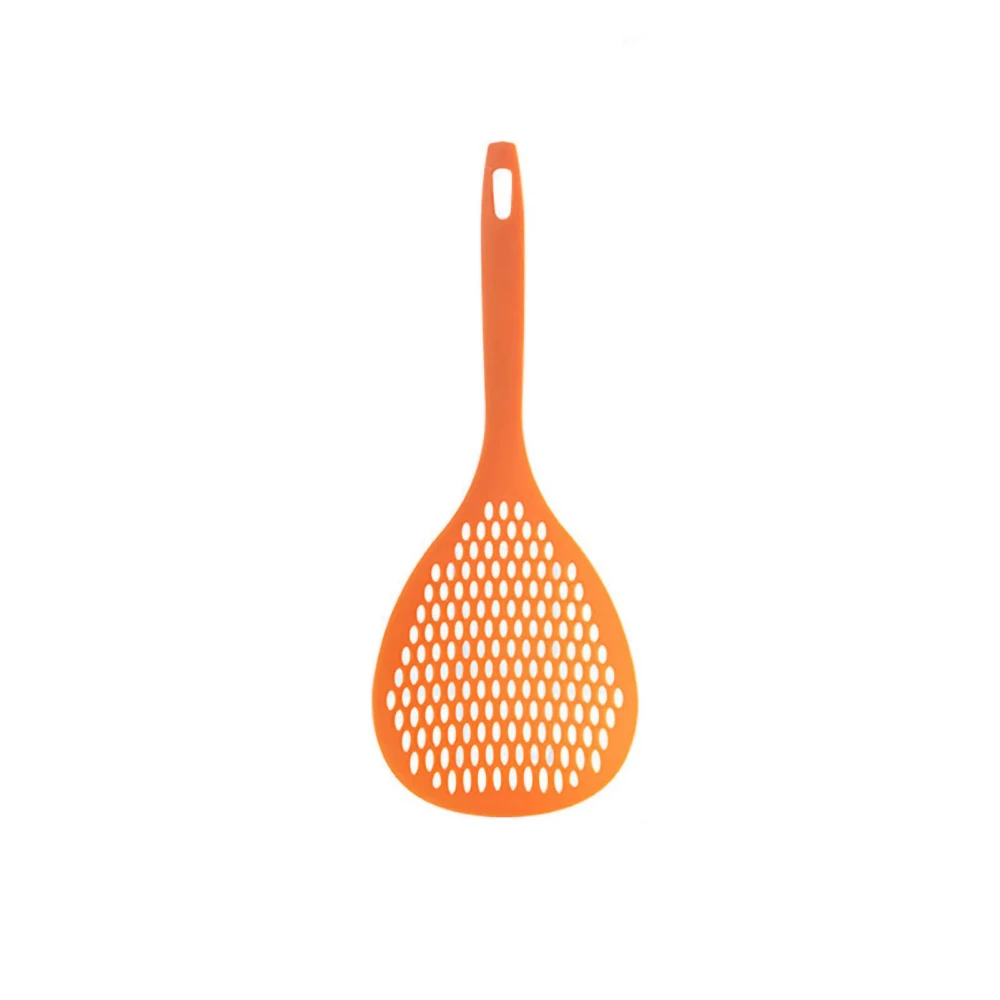 Skimmer Spoon High Temperature Resistance Long Handle Antislip Oil Food Strainer Household Kitchen Tool Orange