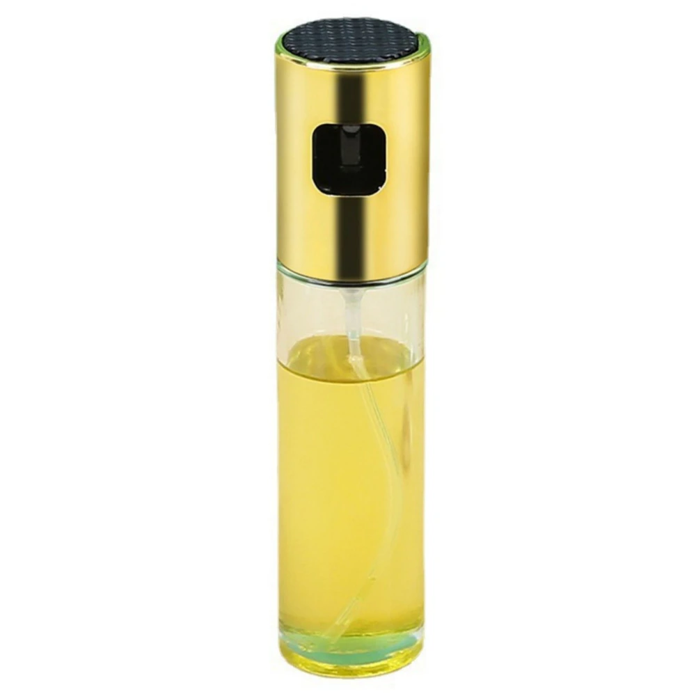 Oil Spray Bottle 100ml High Sealing Stainless Steel Glass Dustproof Nozzle Olive Oil Sprayer for Home Kitchen Gold