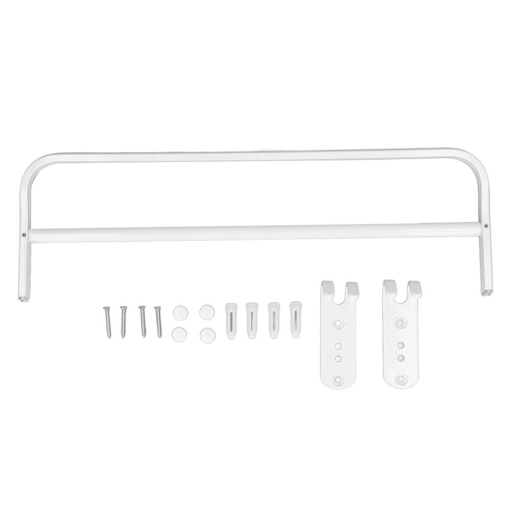 Double Rod Towel Rack Space Aluminum Rustproof Double Towel Bar with Hooks for Bathroom White