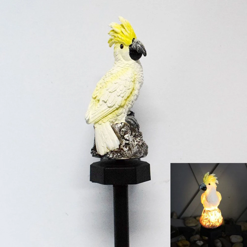 Solar Ground Insert Landscape Light Resin Parrot Shape Outdoor Garden Decorative Landscape Lamp Waterproof Yellow