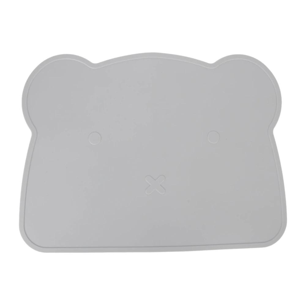 Silicone Placemat Thicken Heat Insulation Anti Slip Soft Elastic Silicone Bear Placemat for Home Hotel Restaurant Grey