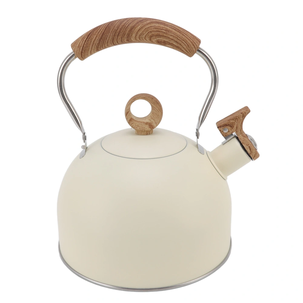 2.5 Liter Whistling Tea Kettle Stainless Steel Teapot with Handle for Electric Stove Gas Stove Beige