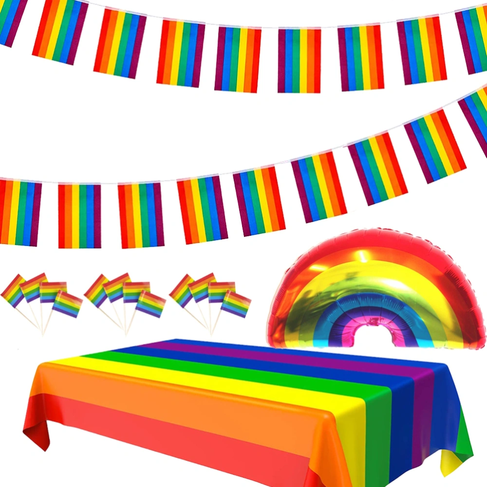 Rainbow Pride Tablecloth Pennant Banner Mini Gay Pride Flags for Parade Festival Party Decoration